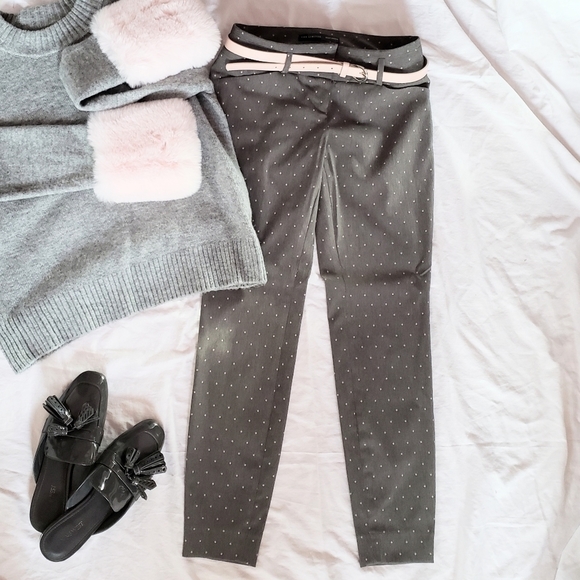 The Limited Skinny Ankle Crop Dress Pants Polka Dot Gray Size 2 - Picture 1 of 6